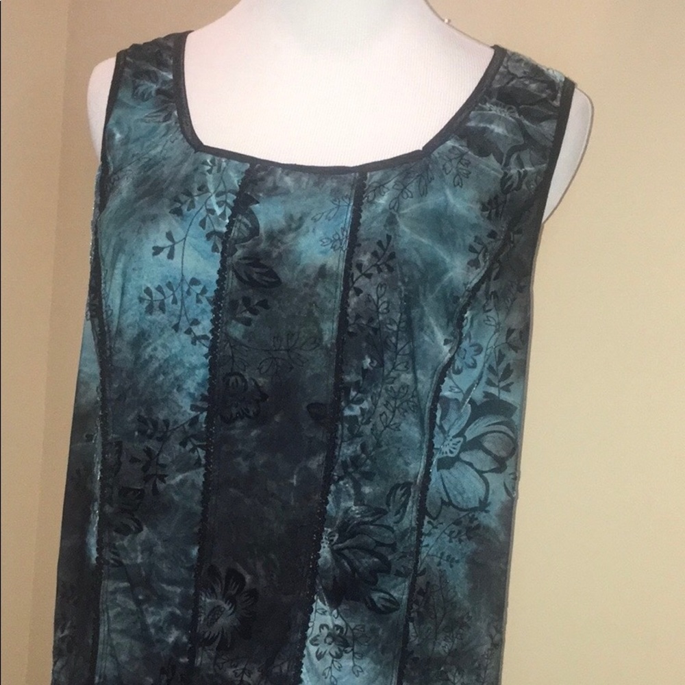 Serenade Blue & Black Floral Print Blouse/Top